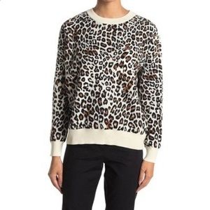 T Tahari Animal Print Crew Neck Sweater in Sand Leopard